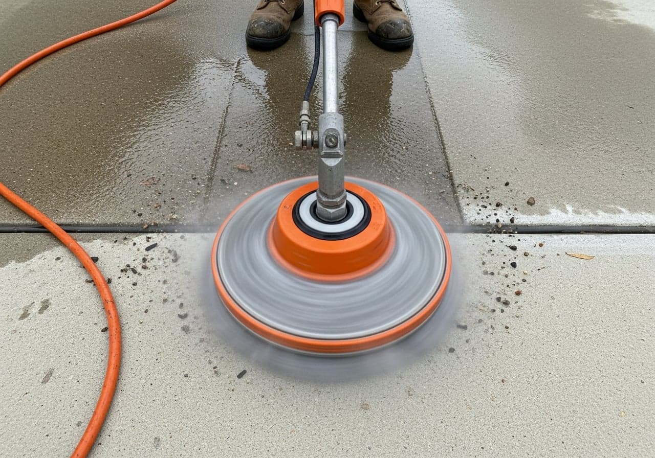 Surface cleaner attachment working across a Langford driveway