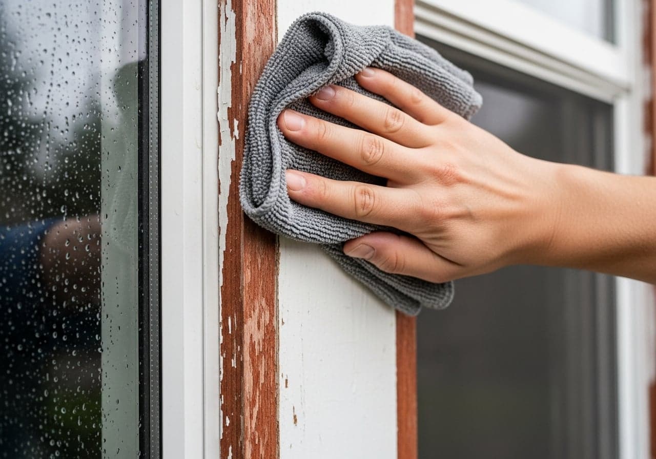 Interior window cleaning, microfibre finish detail